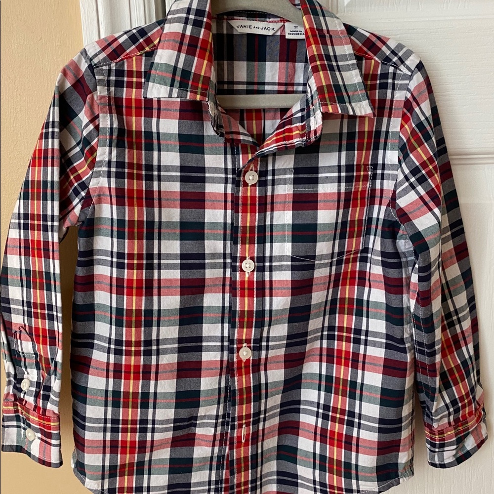 Janie and Jack toddler boys 2T plaid dress top